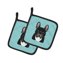 Load image into Gallery viewer, Checkerboard Blue French Bulldog Pot Holders - Set of 2 - Heat-Resistant Kitchen Essentials BB1165PTHD