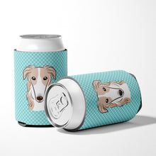 Load image into Gallery viewer, Checkerboard Blue Borzoi Can or Bottle Hugger BB1166CC