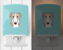 Load image into Gallery viewer, Checkerboard Blue Borzoi Ceramic Night Light BB1166CNL