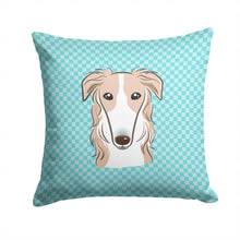 Load image into Gallery viewer, Checkerboard Blue Borzoi Canvas Throw Pillow - 14x14 Decorative Pillow – Art for Your Home &amp; Patio BB1166PW1414