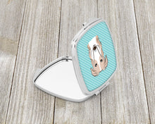Load image into Gallery viewer, Checkerboard Blue Borzoi Compact Mirror – Stylish Purse Mirror with Artistic Covers BB1166SCM