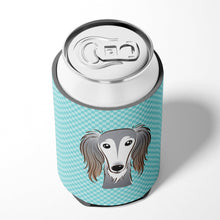Load image into Gallery viewer, Checkerboard Blue Saluki Can or Bottle Hugger BB1167CC