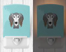 Load image into Gallery viewer, Checkerboard Blue Saluki Ceramic Night Light BB1167CNL