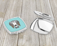 Load image into Gallery viewer, Checkerboard Blue Saluki Compact Mirror – Stylish Purse Mirror with Artistic Covers BB1167SCM