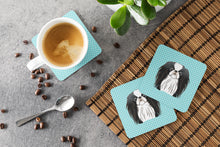 Load image into Gallery viewer, Checkerboard Blue Japanese Chin Coasters - Set of 4 Lightweight Foam, Absorbent Drink Coasters BB1168FC