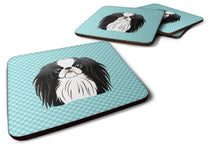 Load image into Gallery viewer, Checkerboard Blue Japanese Chin Coasters - Set of 4 Lightweight Foam, Absorbent Drink Coasters BB1168FC