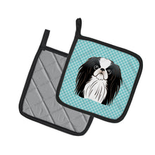 Load image into Gallery viewer, Checkerboard Blue Japanese Chin Pot Holders - Set of 2 - Heat-Resistant Kitchen Essentials BB1168PTHD