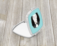 Load image into Gallery viewer, Checkerboard Blue Japanese Chin Compact Mirror – Stylish Purse Mirror with Artistic Covers BB1168SCM