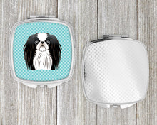Load image into Gallery viewer, Checkerboard Blue Japanese Chin Compact Mirror – Stylish Purse Mirror with Artistic Covers BB1168SCM