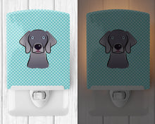 Load image into Gallery viewer, Checkerboard Blue Weimaraner Ceramic Night Light BB1169CNL