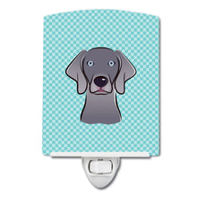 Load image into Gallery viewer, Checkerboard Blue Weimaraner Ceramic Night Light BB1169CNL