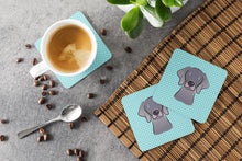 Load image into Gallery viewer, Checkerboard Blue Weimaraner Coasters - Set of 4 Lightweight Foam, Absorbent Drink Coasters BB1169FC