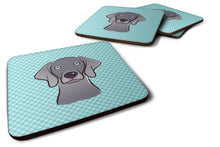 Load image into Gallery viewer, Checkerboard Blue Weimaraner Coasters - Set of 4 Lightweight Foam, Absorbent Drink Coasters BB1169FC