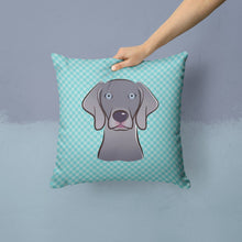 Load image into Gallery viewer, Checkerboard Blue Weimaraner Canvas Throw Pillow - 14x14 Decorative Pillow – Art for Your Home &amp; Patio BB1169PW1414