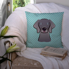 Load image into Gallery viewer, Checkerboard Blue Weimaraner Canvas Throw Pillow - 14x14 Decorative Pillow – Art for Your Home &amp; Patio BB1169PW1414