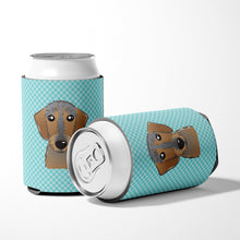 Load image into Gallery viewer, Checkerboard Blue Wirehaired Dachshund Can or Bottle Hugger BB1171CC