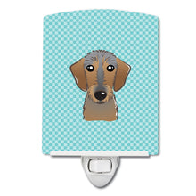 Load image into Gallery viewer, Checkerboard Blue Wirehaired Dachshund Ceramic Night Light BB1171CNL