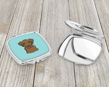 Load image into Gallery viewer, Checkerboard Blue Chocolate Labrador Compact Mirror – Stylish Purse Mirror with Artistic Covers BB1172SCM