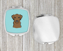 Load image into Gallery viewer, Checkerboard Blue Chocolate Labrador Compact Mirror – Stylish Purse Mirror with Artistic Covers BB1172SCM