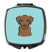 Load image into Gallery viewer, Checkerboard Blue Chocolate Labrador Compact Mirror – Stylish Purse Mirror with Artistic Covers BB1172SCM
