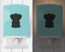 Load image into Gallery viewer, Checkerboard Blue Black Labrador Ceramic Night Light BB1173CNL