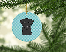 Load image into Gallery viewer, Checkerboard Blue Black Labrador Ceramic Ornament BB1173CO1
