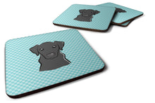 Load image into Gallery viewer, Checkerboard Blue Black Labrador Coasters - Set of 4 Lightweight Foam, Absorbent Drink Coasters BB1173FC