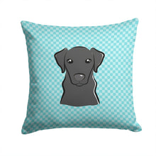 Load image into Gallery viewer, Checkerboard Blue Black Labrador Canvas Throw Pillow - 14x14 Decorative Pillow – Art for Your Home &amp; Patio BB1173PW1414