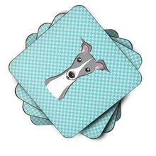 Load image into Gallery viewer, Checkerboard Blue Italian Greyhound Coasters - Set of 4 Lightweight Foam, Absorbent Drink Coasters BB1174FC
