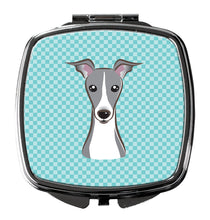 Load image into Gallery viewer, Checkerboard Blue Italian Greyhound Compact Mirror – Stylish Purse Mirror with Artistic Covers BB1174SCM