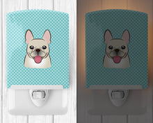 Load image into Gallery viewer, Checkerboard Blue French Bulldog Ceramic Night Light BB1176CNL