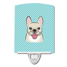 Load image into Gallery viewer, Checkerboard Blue French Bulldog Ceramic Night Light BB1176CNL