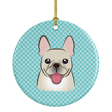 Load image into Gallery viewer, Checkerboard Blue French Bulldog Ceramic Ornament BB1176CO1