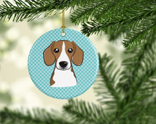 Load image into Gallery viewer, Checkerboard Blue Beagle Ceramic Ornament BB1177CO1