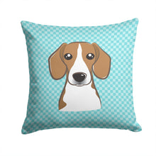Load image into Gallery viewer, Checkerboard Blue Beagle Canvas Throw Pillow - 14x14 Decorative Pillow – Art for Your Home &amp; Patio BB1177PW1414