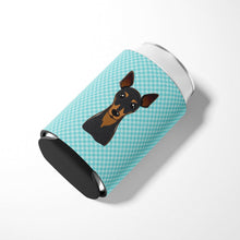 Load image into Gallery viewer, Checkerboard Blue Min Pin Can or Bottle Hugger BB1178CC