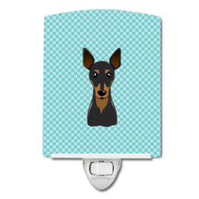 Load image into Gallery viewer, Checkerboard Blue Min Pin Ceramic Night Light BB1178CNL