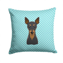 Load image into Gallery viewer, Checkerboard Blue Min Pin Canvas Throw Pillow - 14x14 Decorative Pillow – Art for Your Home &amp; Patio BB1178PW1414