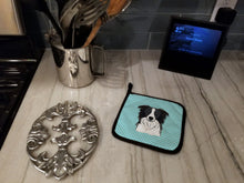 Load image into Gallery viewer, Checkerboard Blue Border Collie Pot Holders - Set of 2 - Heat-Resistant Kitchen Essentials BB1179PTHD