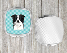 Load image into Gallery viewer, Checkerboard Blue Border Collie Compact Mirror – Stylish Purse Mirror with Artistic Covers BB1179SCM
