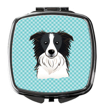 Load image into Gallery viewer, Checkerboard Blue Border Collie Compact Mirror – Stylish Purse Mirror with Artistic Covers BB1179SCM