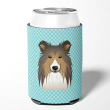 Load image into Gallery viewer, Checkerboard Blue Sheltie Can or Bottle Hugger BB1180CC