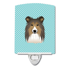 Load image into Gallery viewer, Checkerboard Blue Sheltie Ceramic Night Light BB1180CNL