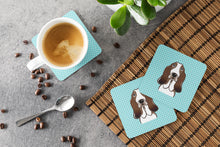 Load image into Gallery viewer, Checkerboard Blue Basset Hound Coasters - Set of 4 Lightweight Foam, Absorbent Drink Coasters BB1181FC