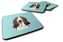 Load image into Gallery viewer, Checkerboard Blue Basset Hound Coasters - Set of 4 Lightweight Foam, Absorbent Drink Coasters BB1181FC