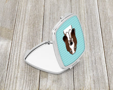 Load image into Gallery viewer, Checkerboard Blue Basset Hound Compact Mirror – Stylish Purse Mirror with Artistic Covers BB1181SCM