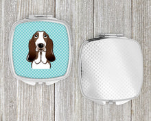 Load image into Gallery viewer, Checkerboard Blue Basset Hound Compact Mirror – Stylish Purse Mirror with Artistic Covers BB1181SCM