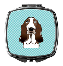 Load image into Gallery viewer, Checkerboard Blue Basset Hound Compact Mirror – Stylish Purse Mirror with Artistic Covers BB1181SCM