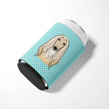 Load image into Gallery viewer, Checkerboard Blue Afghan Hound Can or Bottle Hugger BB1182CC