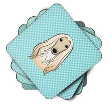 Load image into Gallery viewer, Checkerboard Blue Afghan Hound Coasters - Set of 4 Lightweight Foam, Absorbent Drink Coasters BB1182FC